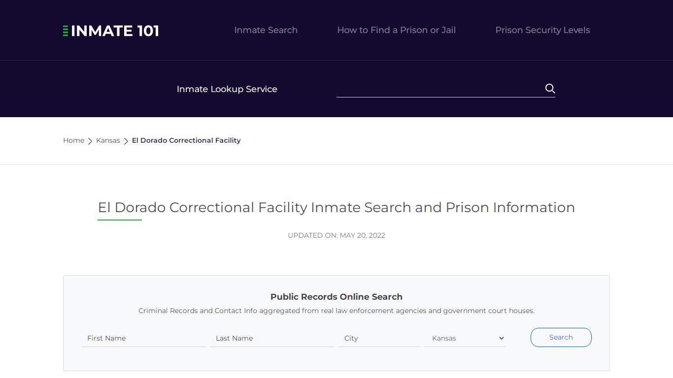 El Dorado Correctional Facility Inmate Search, Visitation ...