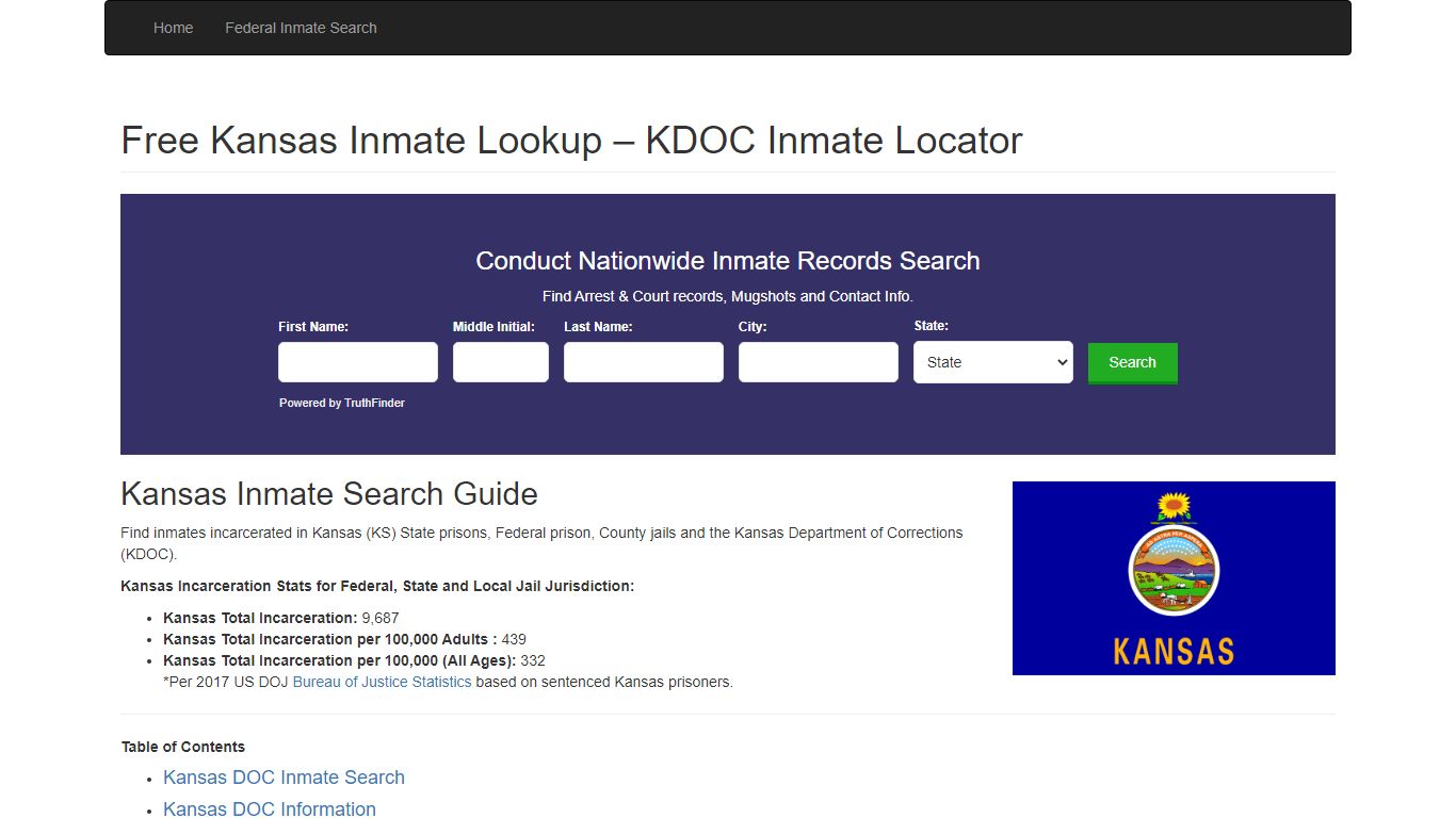 Kansas Inmate Search - KS Department of Corrections Inmate ...